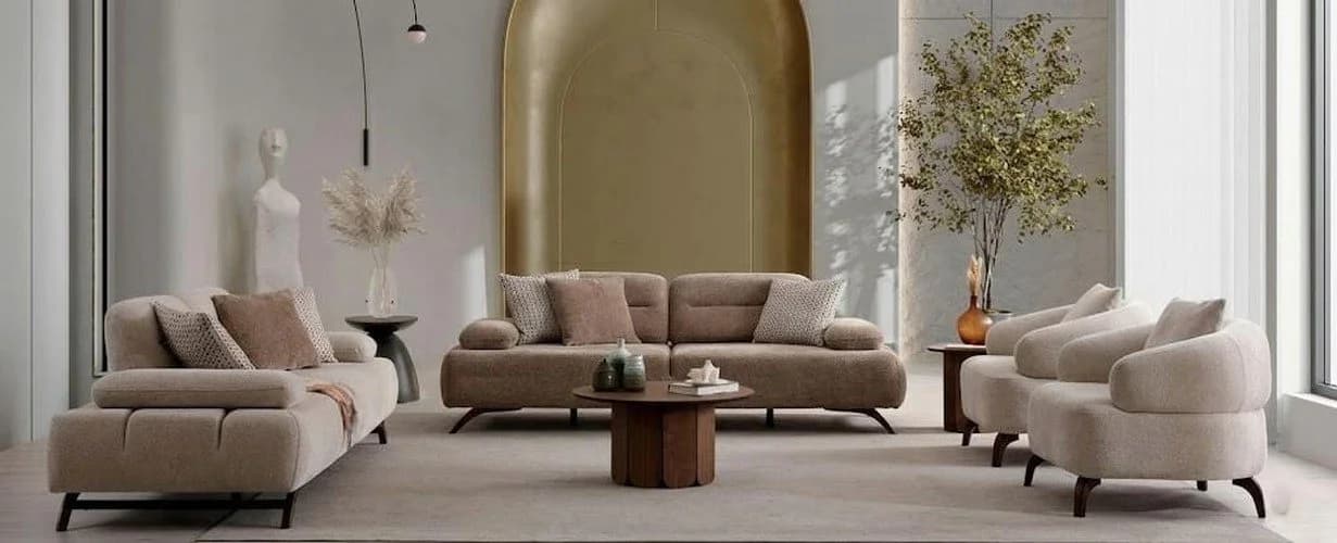 JVmoebel Polstergarnitur 4-tlg. Beige Holzgestell Modern - Bild 2