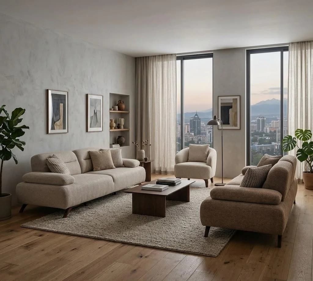 JVmoebel Polstergarnitur 3-tlg. Beige Holzgestell Modern - Bild 2