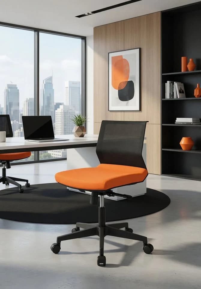 JVmoebel Bürostuhl Orange Ergonomische Rückenlehne Stabiles Gestell - Bild 2