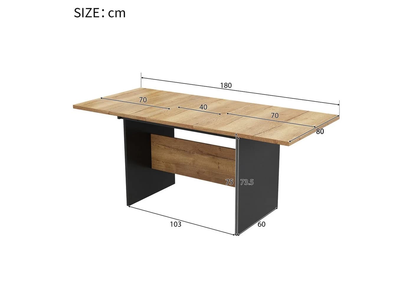MODFU Ausziehbarer Esstisch 140–180 cm MDF Dark Walnut Schwarz - Bild 5