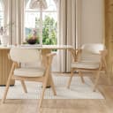 MODFU Esszimmerstuhl 6er-Set klappbar Massivholz Leinen Beige Bild 3