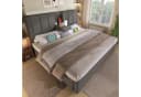 MODFU Polsterbett 140x200 cm mit Ladestation und Bettkasten Grau Leinen Bild 1