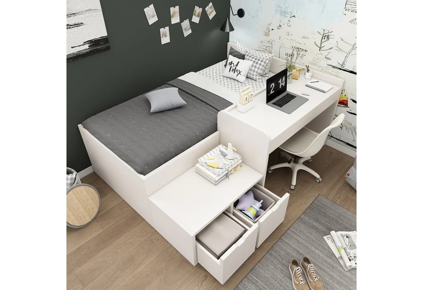 MODFU Kinderbett Schreibtischbett Funktionsbett für Kinderzimmer - Bild 2