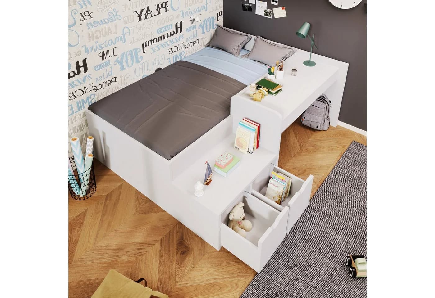 MODFU Kinderbett Schreibtischbett Funktionsbett für Kinderzimmer - Bild 3
