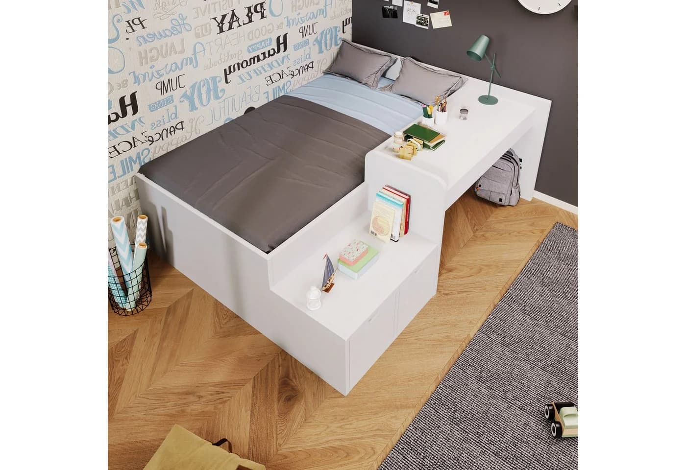MODFU Kinderbett Schreibtischbett Funktionsbett für Kinderzimmer - Bild 5