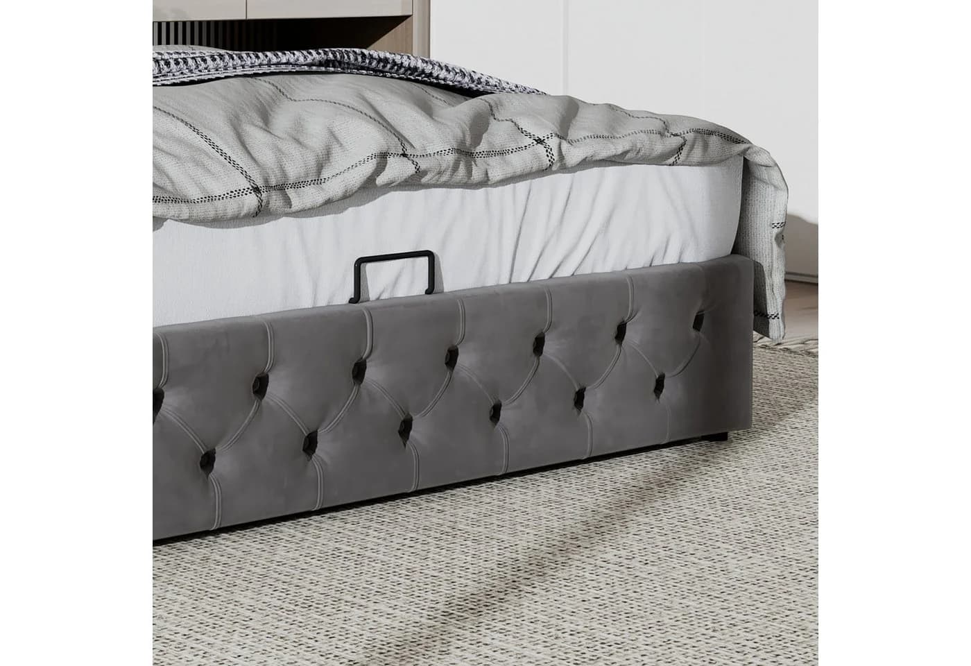 MODFU Polsterbett Doppelbett mit Bettkasten Chesterfield-Design - Bild 4