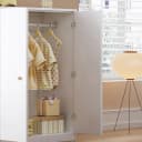 MODFU Kleiderschrank Weiß 2-türig mit Kleiderstange Bild 3
