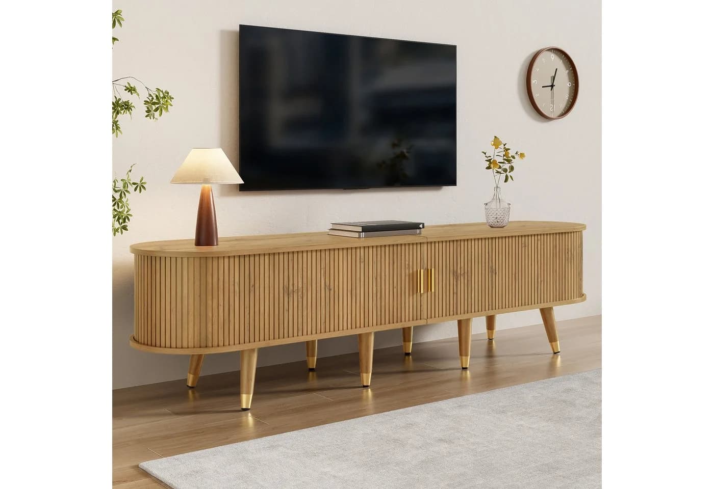 MODFU Lowboard Rustikaler TV-Schrank Walnussoptik Viel Stauraum