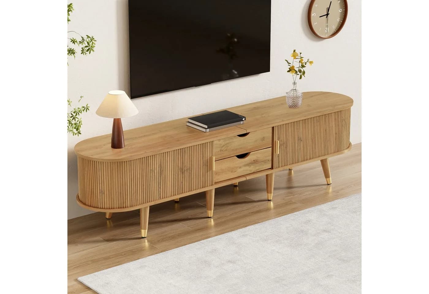 MODFU Lowboard Rustikaler TV-Schrank Walnussoptik Viel Stauraum - Bild 3