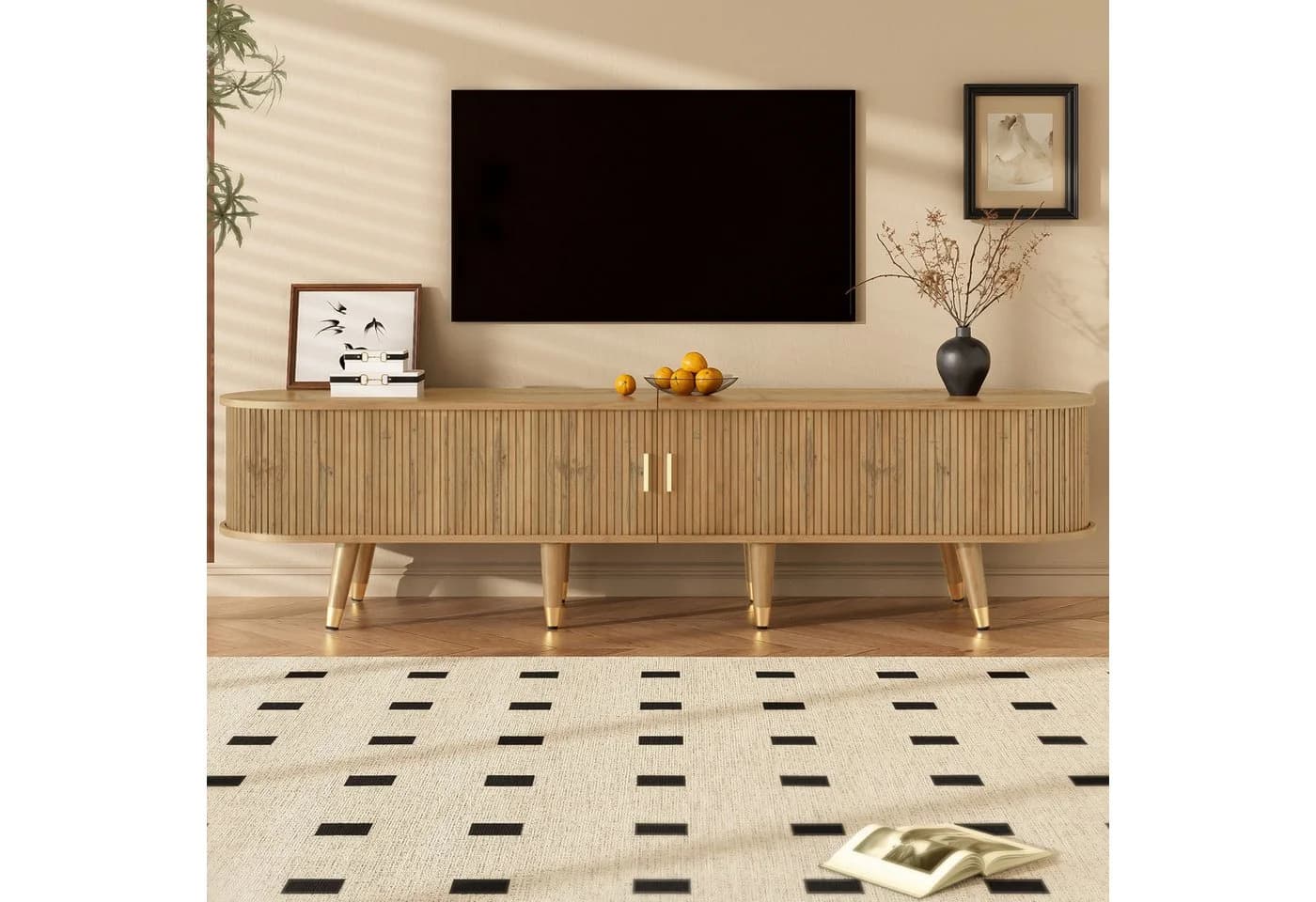 MODFU Lowboard Rustikaler TV-Schrank Walnussoptik Viel Stauraum - Bild 5
