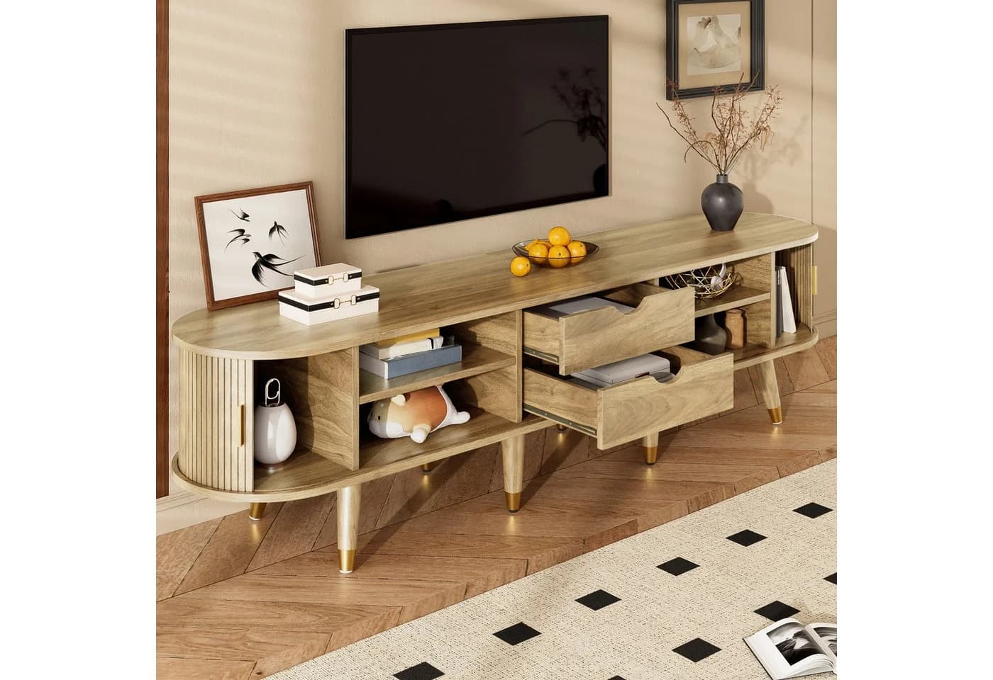 MODFU Lowboard Rustikaler TV-Schrank Walnussoptik - Bild 4