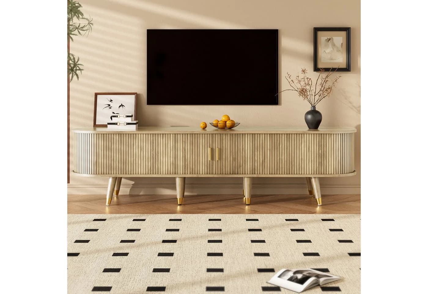 MODFU Lowboard Rustikaler TV-Schrank Walnussoptik - Bild 5