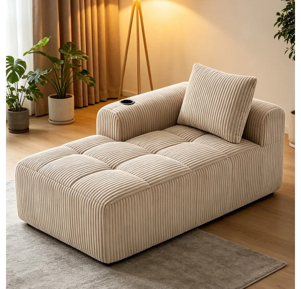 MODFU Sofa Cord-Kompaktsofa mit Getränkehalter und Seitenfächern - Bild 2