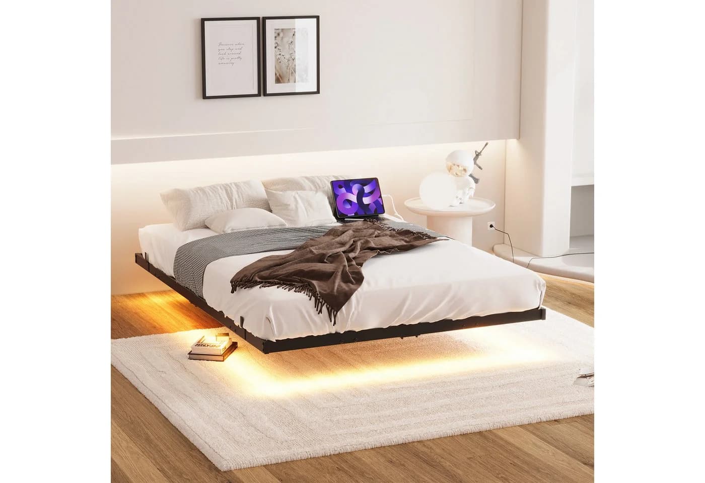 MODFU Metallbett 140x200 cm mit LED-Lichtleiste und Ladestation - Bild 2