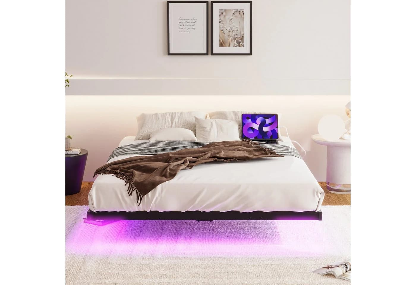 MODFU Metallbett 140x200 cm mit LED-Lichtleiste und Ladestation - Bild 4