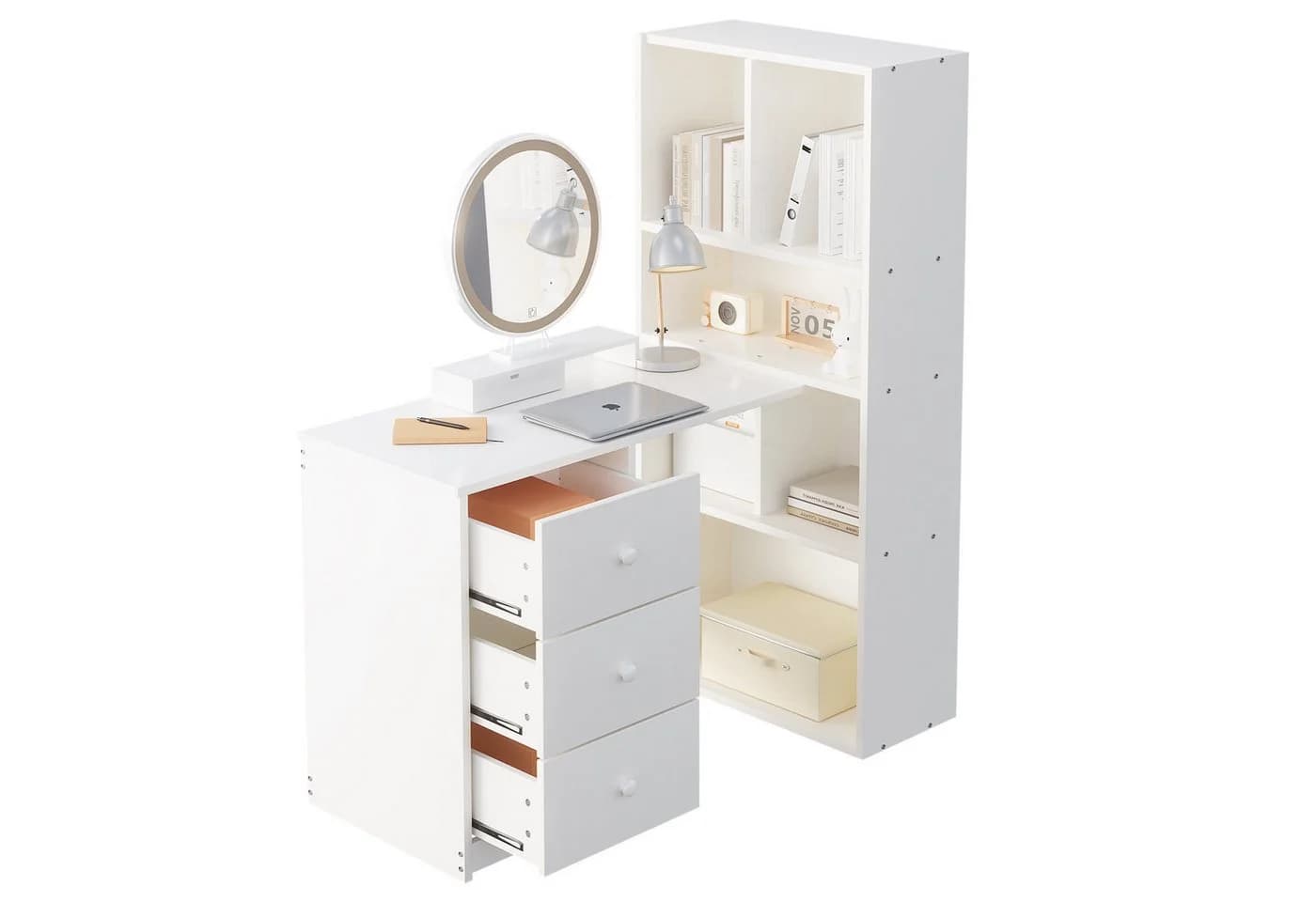 MODFU Eckschreibtisch mit Bücherregal und Schubladen - Bild 3