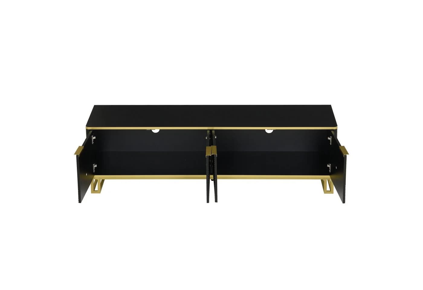 MODFU TV-Schrank Klassische Kommode Schwarz-Gold/Weiß Geometrisch Geprägte Türen