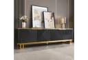 MODFU TV-Schrank Klassische Kommode Schwarz-Gold/Weiß Geometrisch Geprägte Türen Bild 2
