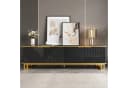 MODFU TV-Schrank Klassische Kommode Schwarz-Gold/Weiß Geometrisch Geprägte Türen Bild 3