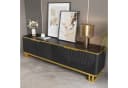 MODFU TV-Schrank Klassische Kommode Schwarz-Gold/Weiß Geometrisch Geprägte Türen Bild 5
