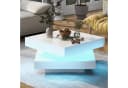 MODFU Quadratischer Couchtisch Weiß mit LED-Licht und drehbarer Platte Bild 1