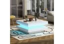MODFU Quadratischer Couchtisch Weiß mit LED-Licht und drehbarer Platte Bild 2