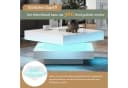 MODFU Quadratischer Couchtisch Weiß mit LED-Licht und drehbarer Platte Bild 5
