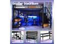 MODFU Hochbett mit Schreibtisch, LED & Stauraumtreppe Schwarz Metall Bild 4