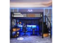 MODFU Hochbett mit Schreibtisch, LED & Stauraumtreppe Schwarz Metall Bild 5
