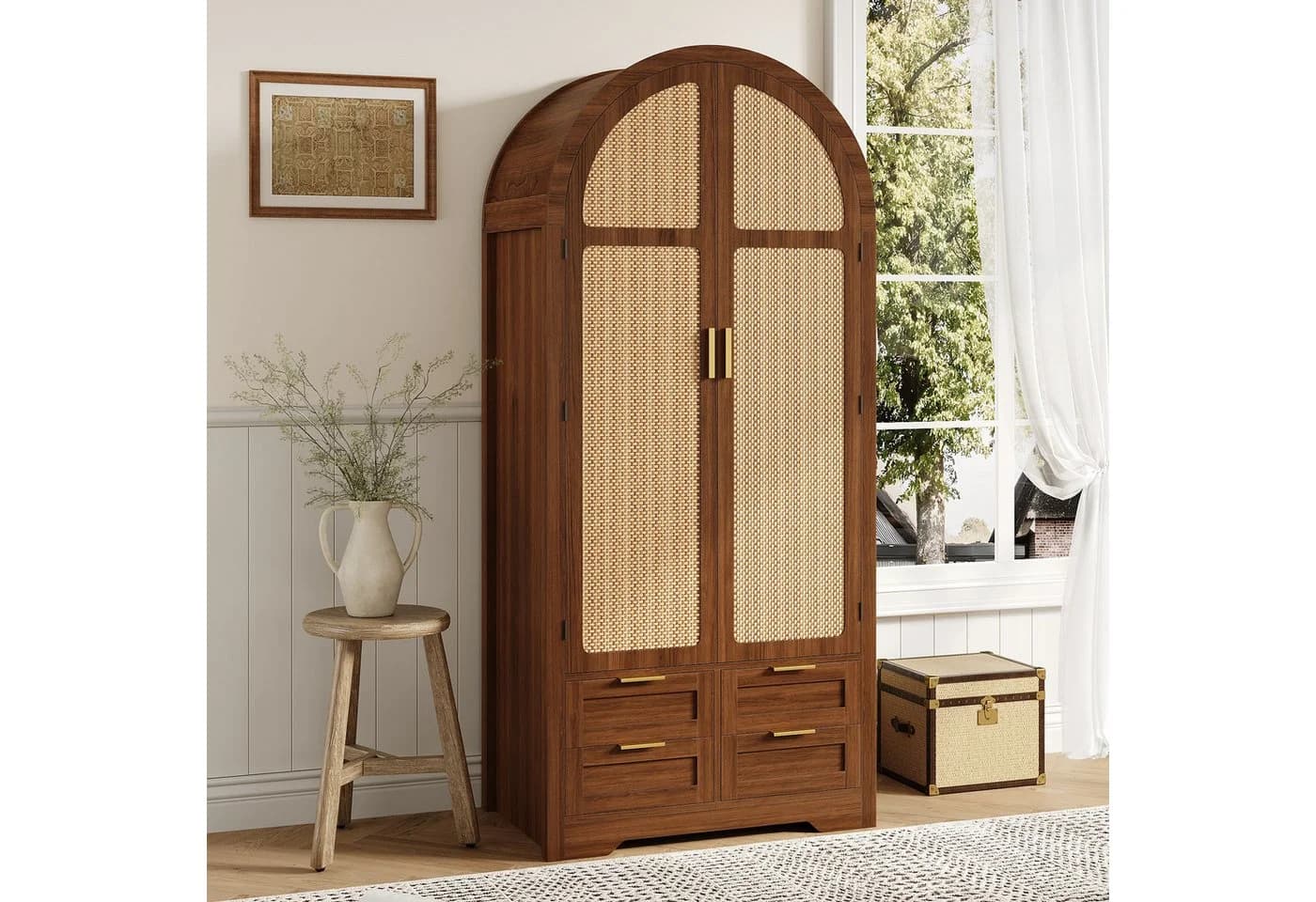 MODFU Kleiderschrank Nussbaum Rattan-Türen - Bild 2