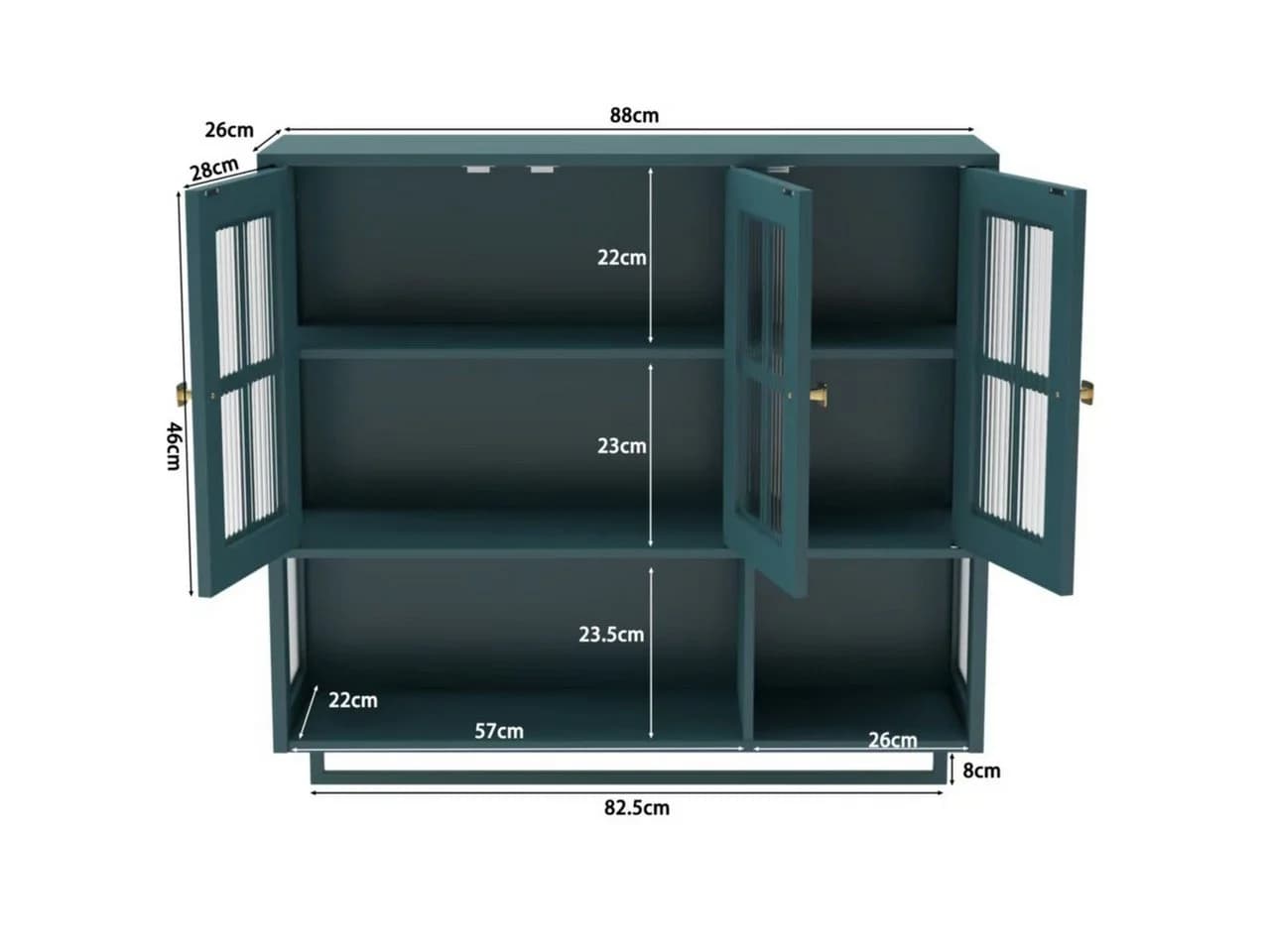 MODFU Hängeschrank 3 Türen Dunkelgrün Glas Handtuchhalter - Bild 4