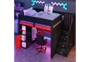 MODFU Hochbett Gaming-Zimmer mit Schreibtisch, LED & Stauraum-Treppe Schwarz/Rot Bild 3