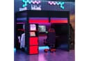 MODFU Hochbett Gaming-Zimmer mit Schreibtisch, LED & Stauraum-Treppe Schwarz/Rot Bild 5