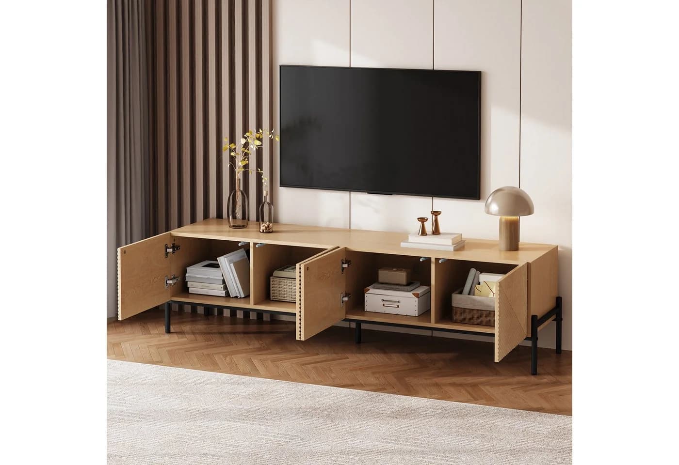 MODFU TV-Schrank mit 4 Türen und Kabelmanagement