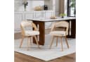 MODFU Esszimmerstuhl Drehstuhl Beige Leinen Buchenholz Bild 2