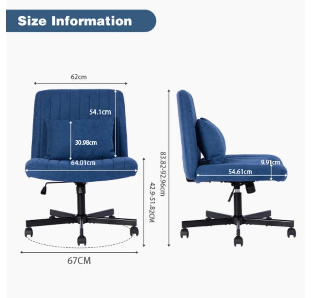 MODFU Bürostuhl Blau Höhenverstellbar Ohne Armlehne - Bild 3