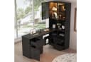MODFU Eckschreibtisch mit LED-Vitrine & Haustierfach Schwarz Bild 2