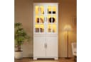 MODFU Vitrine Hochschrank Weiß Landhaus-Stil mit LED-Beleuchtung Bild 1