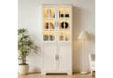 MODFU Vitrine Hochschrank Weiß Landhaus-Stil mit LED-Beleuchtung Bild 3