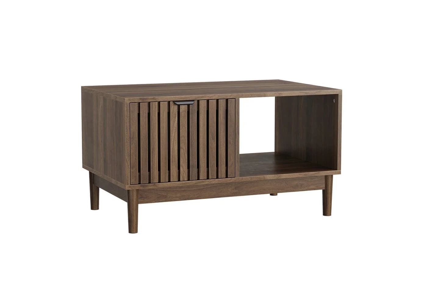 MODFU Couchtisch Gitterstruktur Walnuss Mid-Century