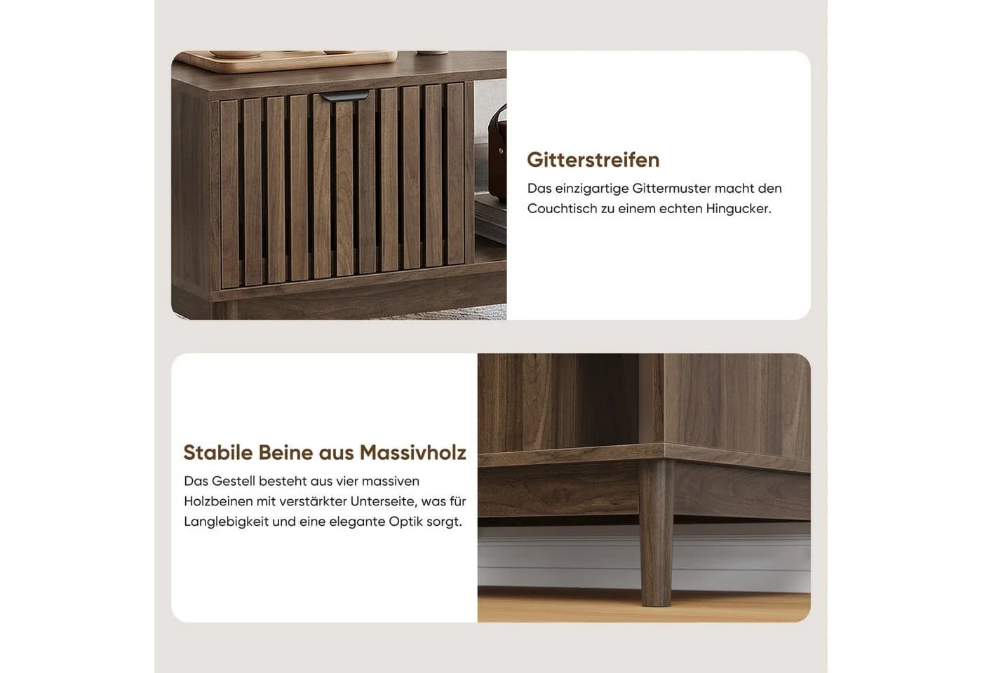 MODFU Couchtisch Gitterstruktur Walnuss Mid-Century - Bild 5