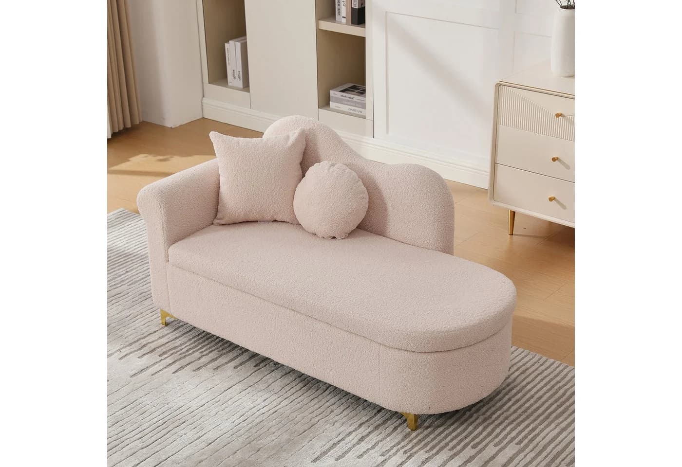 MODFU Chaiselongue Hellrosa mit Stauraum und Teddyplüsch - Bild 2