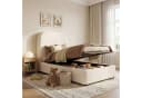 MODFU Polsterbett 90x200 cm Beige Bouclé mit Stauraum Bild 2