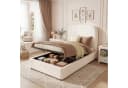 MODFU Polsterbett 90x200 cm Beige Bouclé mit Stauraum Bild 3