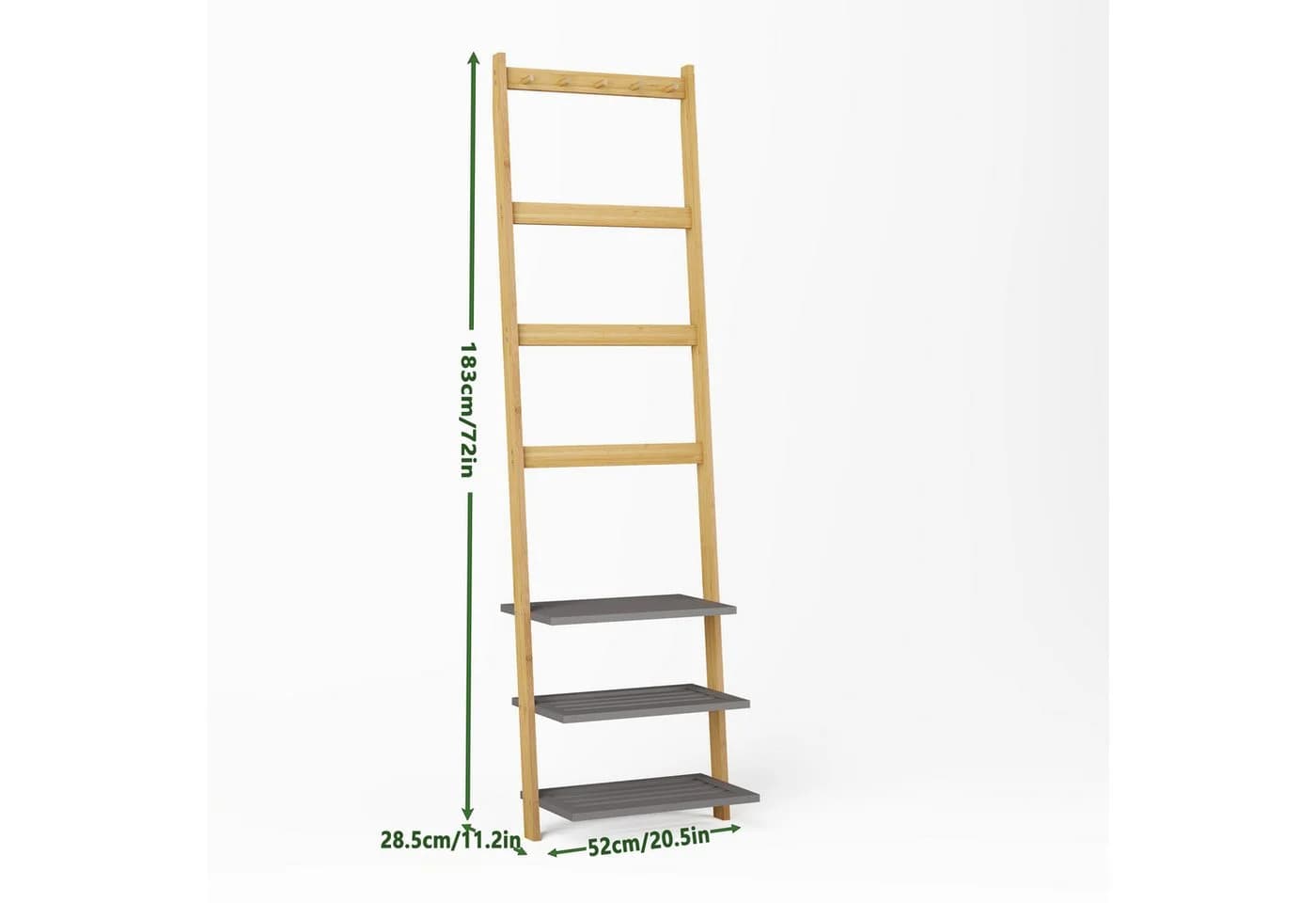MODFU Bambus-Standregal schmal mit 3 Ablagen Beige - Bild 5