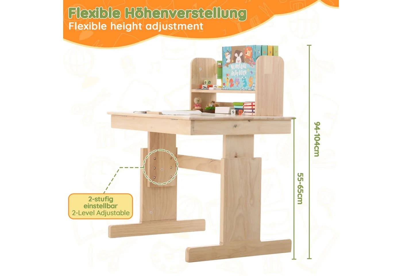 MODFU höhenverstellbarer Kindertisch mit neigbarer Tischplatte beige - Bild 4