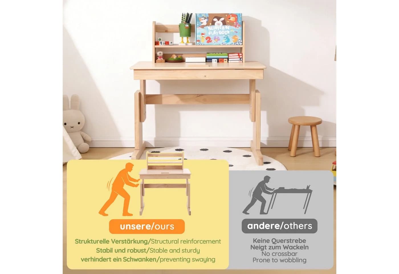 MODFU höhenverstellbarer Kindertisch mit neigbarer Tischplatte beige - Bild 5