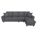 MODFU Ecksofa L-Form Grau Chenille mit Stauraum & Getränkehaltern Bild 1