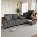 MODFU Ecksofa L-Form Grau Chenille mit Stauraum & Getränkehaltern Bild 3