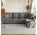 MODFU Ecksofa L-Form Grau Chenille mit Stauraum & Getränkehaltern Bild 4